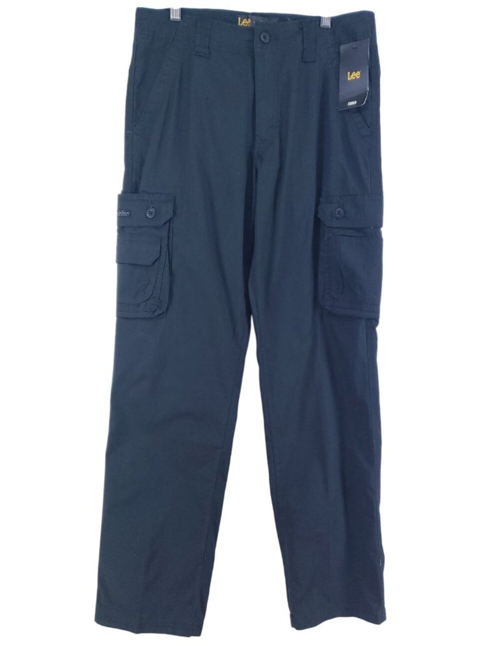 Lee Mens Relaxed Fit Cargo Pants 31x32 Black Ripstop High Rise Straight Leg
